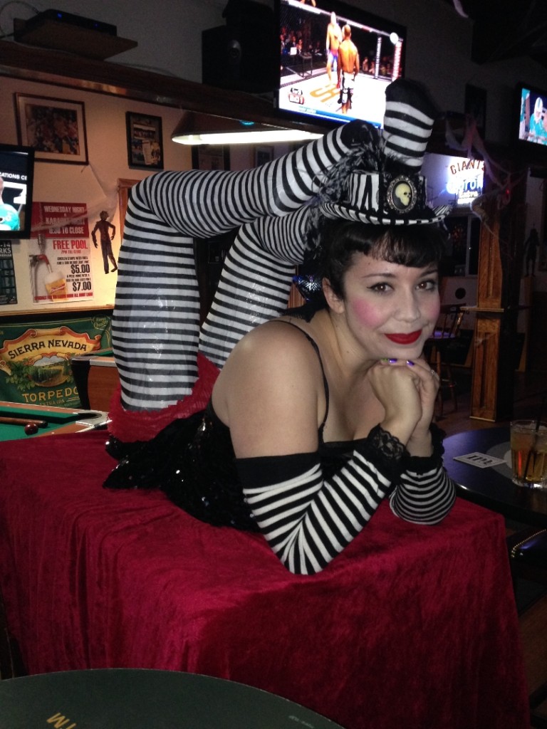 Winner of The Most Creative Costume Award: Brandy's elaborate circus sideshow contortionist costume - Halloween 2013